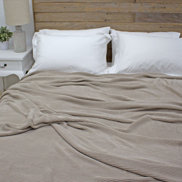 Cotton Knit Blankets Oatmeal Ecodownunder