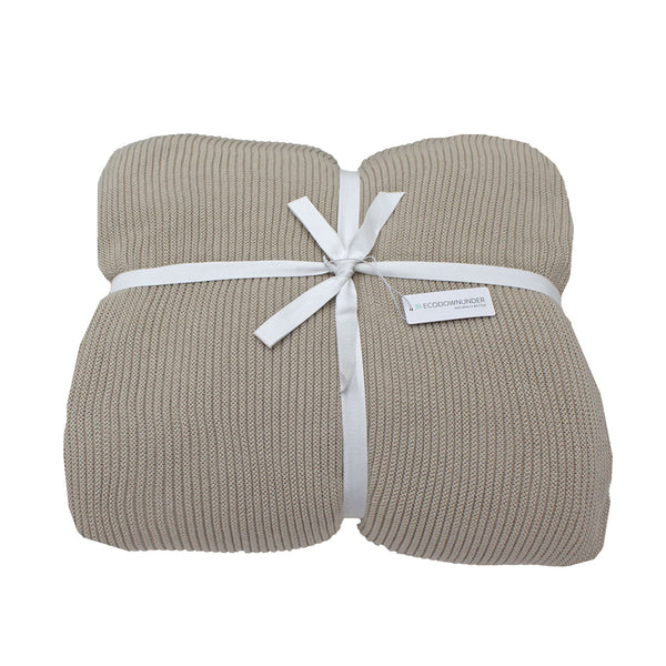 Cotton Knit Blankets Grey Ecodownunder