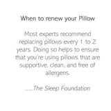 Renew your pillow every 1-2 years to ensure support, clean and free of allergens. (2135168548953)