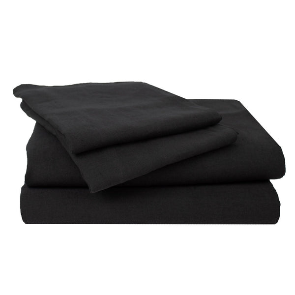 Linen & Cotton Blend Sheets Black Ecodownunder