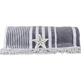 Organic Cotton Beach Towel, Large Grey and White Striped with Tassels | Ecodownunder (2175201411161) (7910996214013)