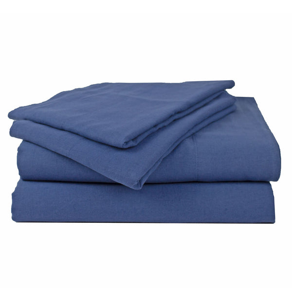 Linen & Cotton Blend Sheets Blue Ecodownunder