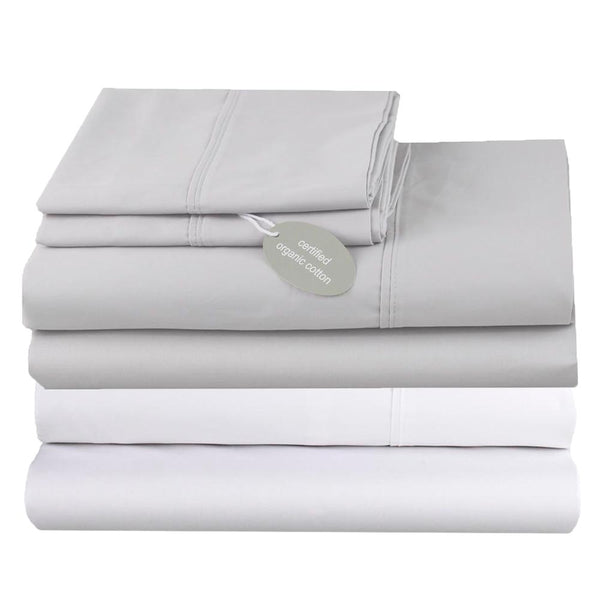 Super King Sheet Set Silver Grey Organic Cotton Ecodownunder