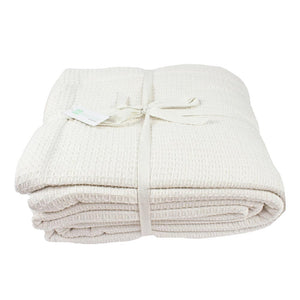 Organic Cotton Waffle Blanket in White.  Available in Medium (suits a Single, King Single or Double Bed and Large suits a Queen or King Bed) | Ecodownunder (7771011154173)