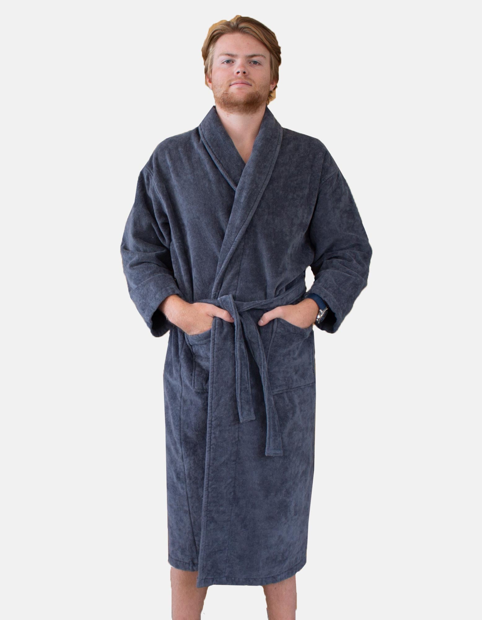 Graphite Grey Organic Cotton Bath Robe Ecodownunder