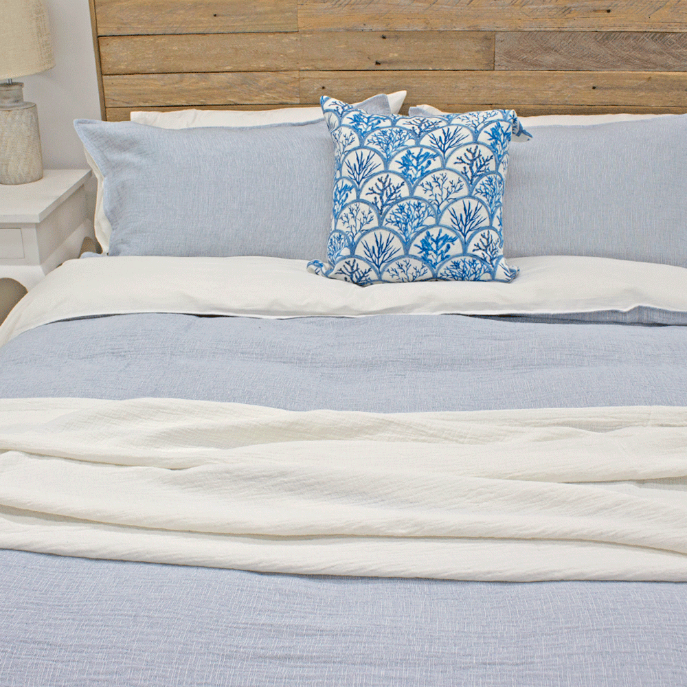 Matelasse Cotton Quilt Cover Set | Blue | Ecodownunder