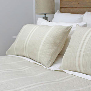 Standard Linen Pillow Case Pair Natural Stripe (8633313198333)
