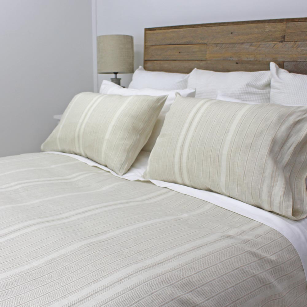 Linen Quilt Covers White & Natural Stripe Ecodownunder
