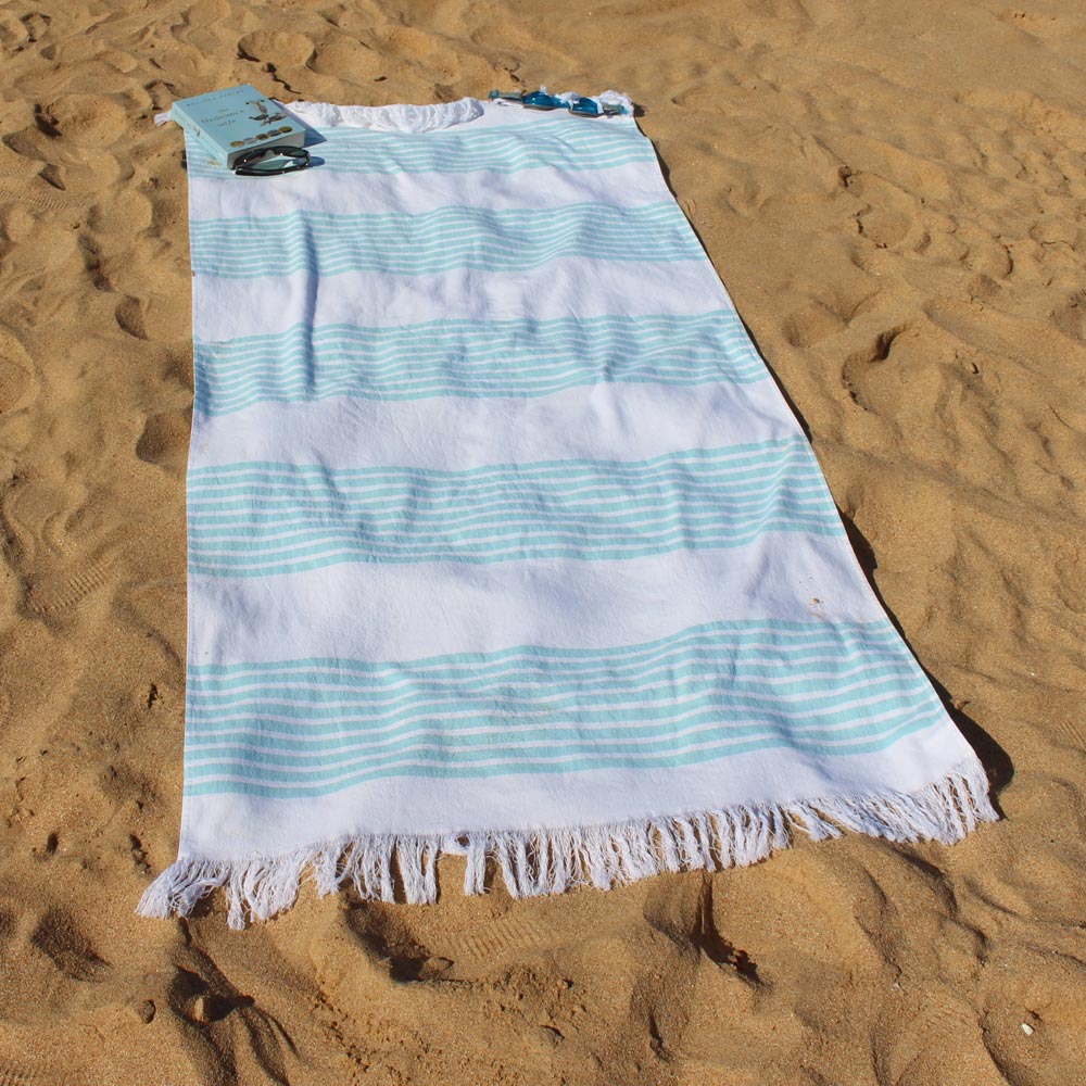 Turkish T Basic Beach Towel - Ocean Club Cane Blue main image 1