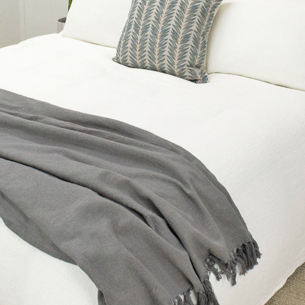 Linen/Cotton Blended Throws | Grey | Ecodownunder