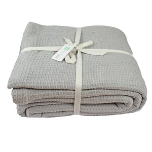 Organic Cotton Waffle Coverlet Silver Grey (8167465844989)