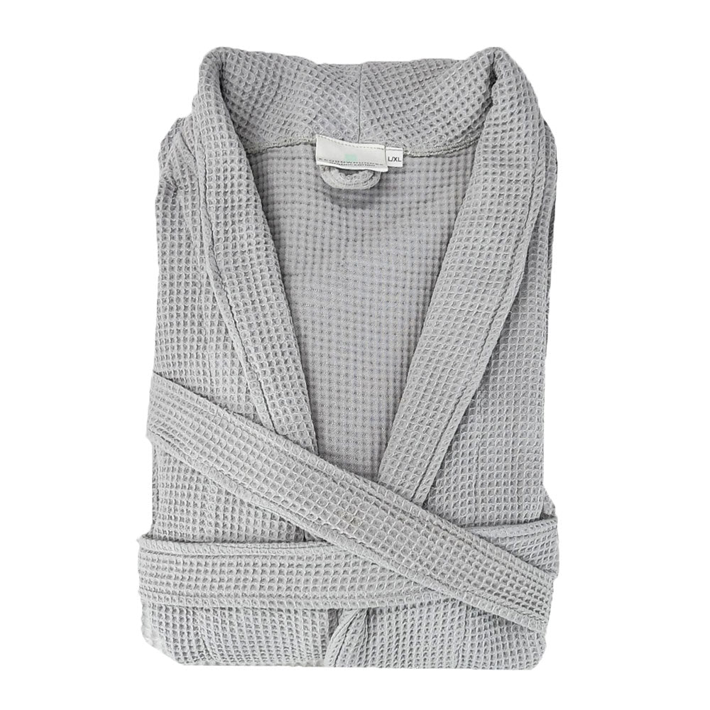 Soft Grey Waffle Organic Cotton Bath Robe