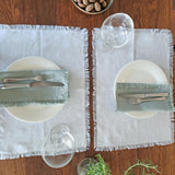 Linen Frayed Placemat Stone (8146218123517) (8161573535997) (8161590214909)