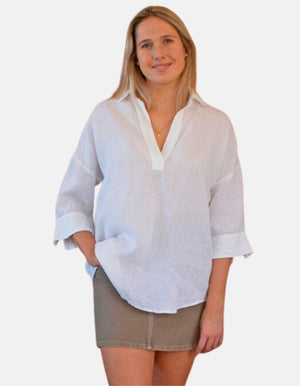 White Linen Popover Shirt (8198319505661)