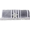 Organic Cotton Beach Towel, Large Grey and White Striped with Tassels | Ecodownunder (6091135877316)