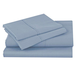 Blue Double Bed Sheet Set | Pure Eco Cotton with a super soft Sateen finish | Ecodownunder (7741063725309)