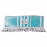Organic Cotton Beach Towel, Large Grey and White Striped with Tassels | Ecodownunder (2175201411161)