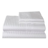 Queen Bed Sateen Cotton Sheet Set | Inlaid Sateen Striped Sheets | Sheet Set available in White or Grey | Ecodownunder (7744432275709)