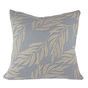 Soft blue knit cushion cover with off white willow leaf pattern | Organic Cotton | Super Soft | Ecodownunder Australia (7710908219645)