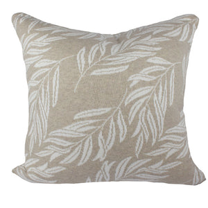 Soft Natural coloured knit cushion cover with off white willow leaf pattern | Organic Cotton | Super Soft | Ecodownunder Australia (7710909104381)